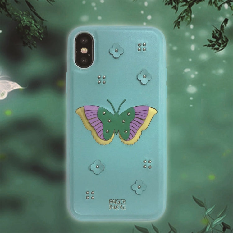 For iPhone X/XS RAIGOR INVERSE BUTTERFLY Series PU+TPU+PC Protective Case