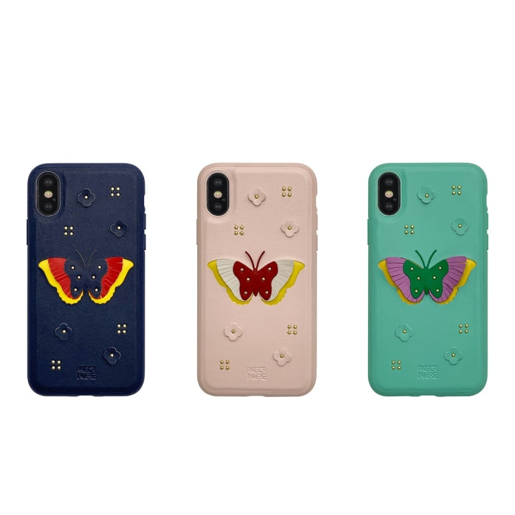 For iPhone X/XS RAIGOR INVERSE BUTTERFLY Series PU+TPU+PC Protective Case