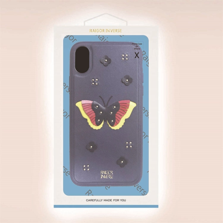 For iPhone X/XS RAIGOR INVERSE BUTTERFLY Series PU+TPU+PC Protective Case