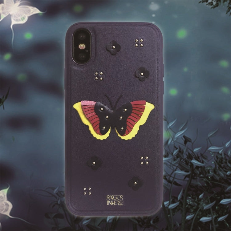 For iPhone X/XS RAIGOR INVERSE BUTTERFLY Series PU+TPU+PC Protective Case