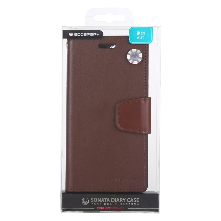For iPhone 11 MERCURY GOOSPERY SONATA DIARY Horizontal Flip Leather Case with Holder & Card Slots & Wallet