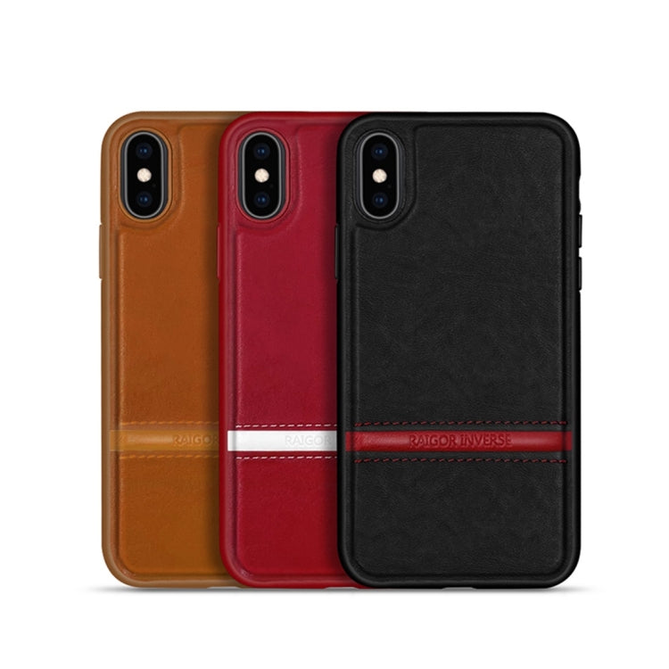 For iPhone XR RAIGOR INVERSE CHRIS Series PU Splicing Stitch Protective Case