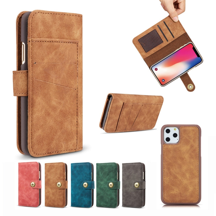 For iPhone 11 Pro Retro Magnetic Detachable Horizontal Flip Leather Case, with Card Slots & Wallet & Photo Frame