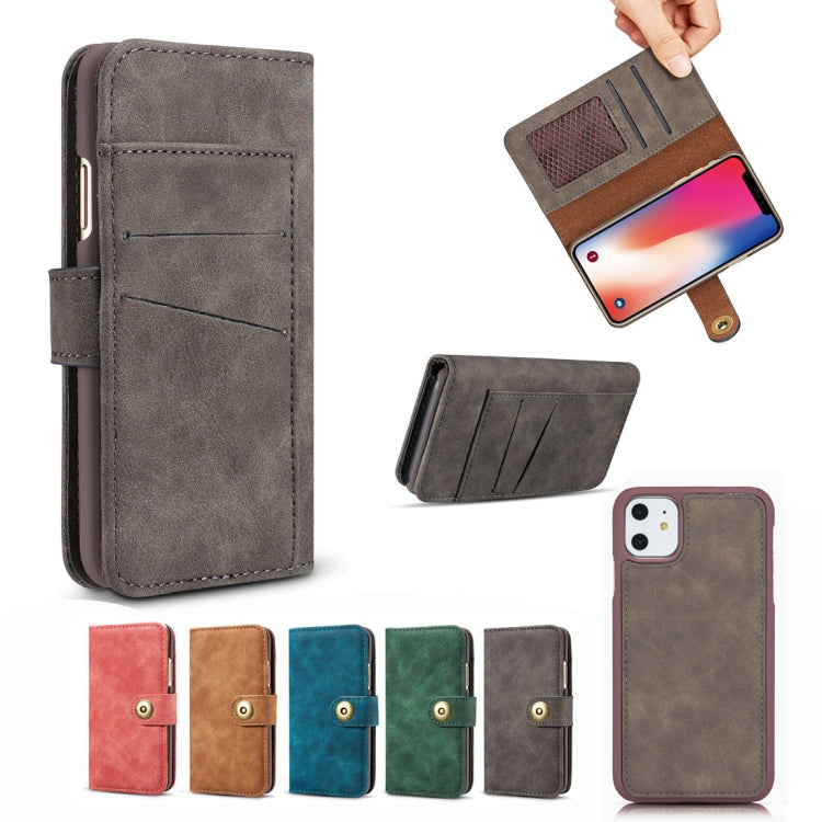 For iPhone 11 Retro Magnetic Detachable Horizontal Flip Leather Case with Card Slots & Wallet & Photo Frame