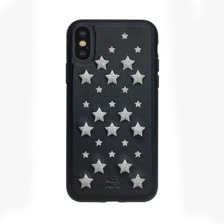 For iPhone X / XS RAIGOR INVERSE BABYSBREATH Series Glitter PU Leather Protective Case