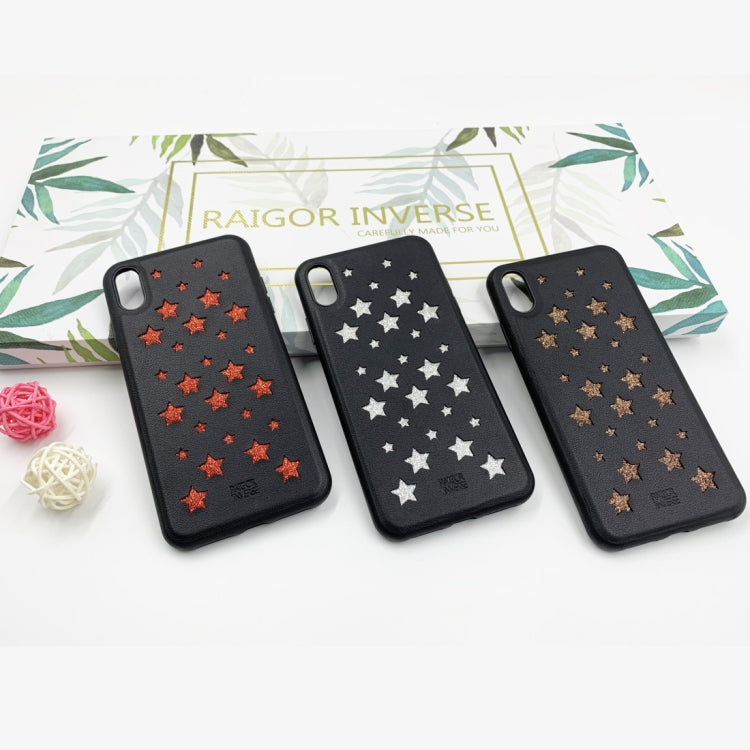 For iPhone X / XS RAIGOR INVERSE BABYSBREATH Series Glitter PU Leather Protective Case