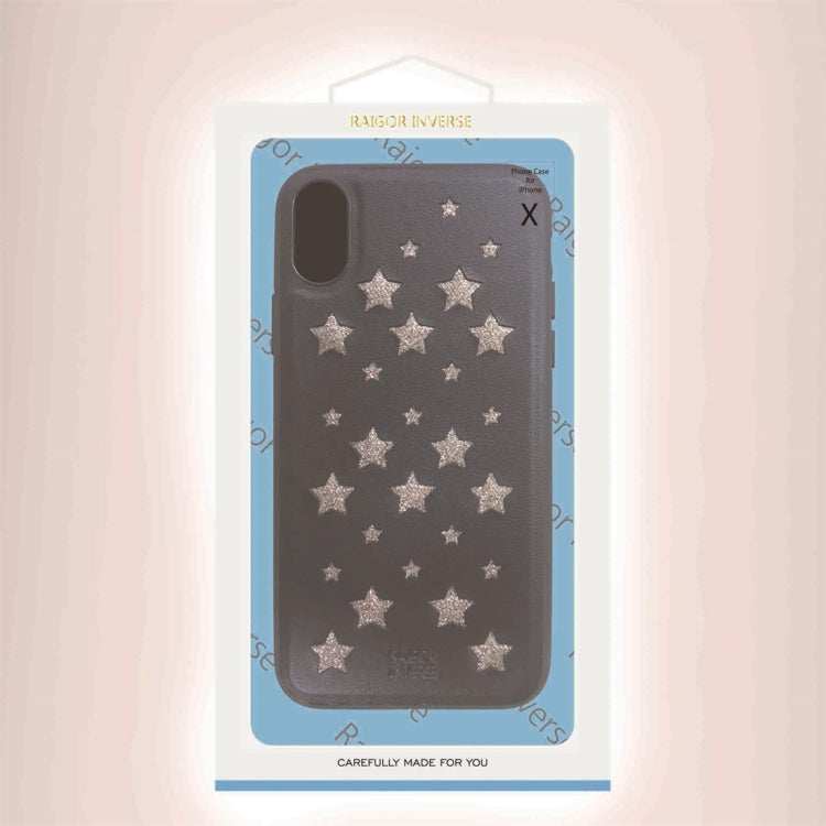 For iPhone X / XS RAIGOR INVERSE BABYSBREATH Series Glitter PU Leather Protective Case