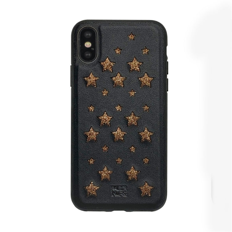 For iPhone X / XS RAIGOR INVERSE BABYSBREATH Series Glitter PU Leather Protective Case