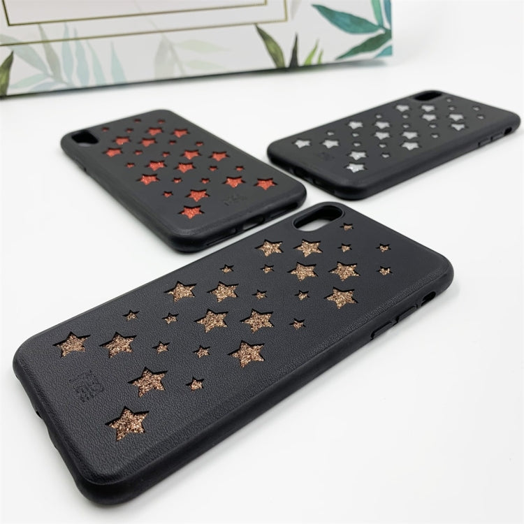 For iPhone X / XS RAIGOR INVERSE BABYSBREATH Series Glitter PU Leather Protective Case