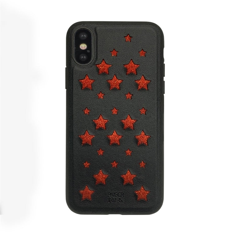 For iPhone X / XS RAIGOR INVERSE BABYSBREATH Series Glitter PU Leather Protective Case