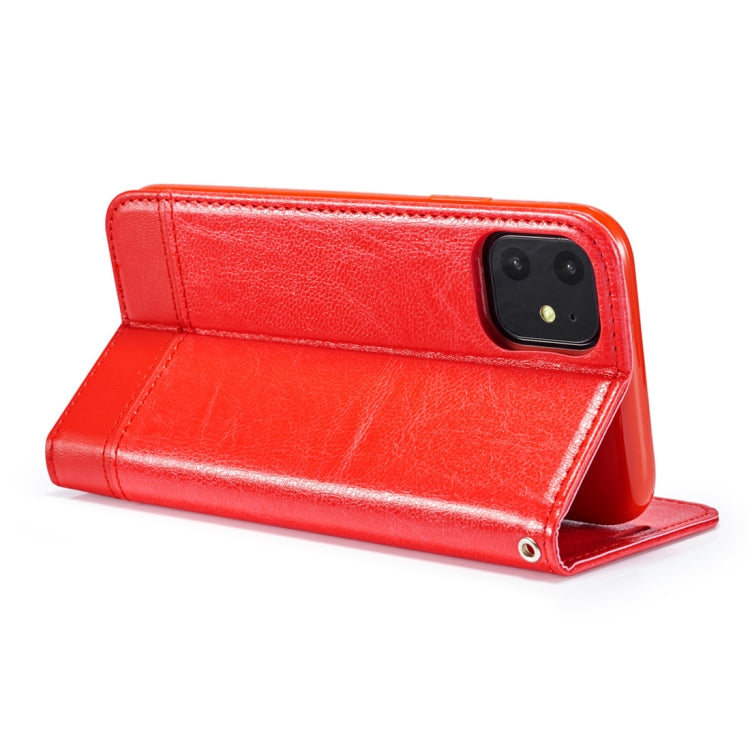 For iPhone 11 Double-sided Absorption Splicing Horizontal Flip Leather Case, with Holder & Card Slots & Lanyard