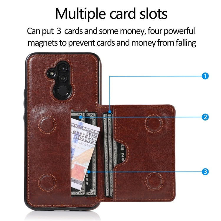 For Huawei Mate 20 Lite Shockproof PU + TPU Protective Case with Card Slots & Holder