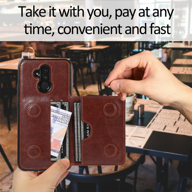 For Huawei Mate 20 Lite Shockproof PU + TPU Protective Case with Card Slots & Holder