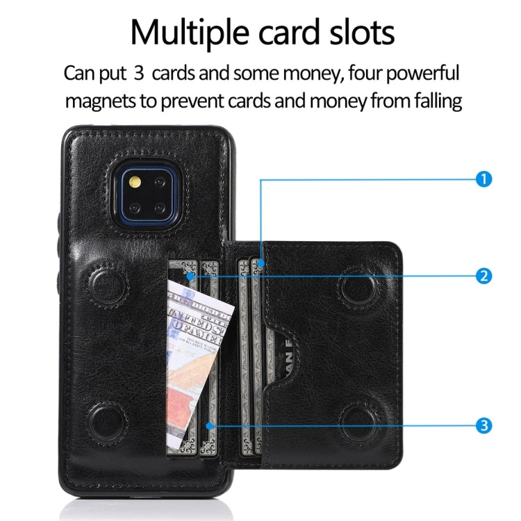 For Huawei Mate 20 Pro Shockproof PU + TPU Protective Case with Card Slots & Holder