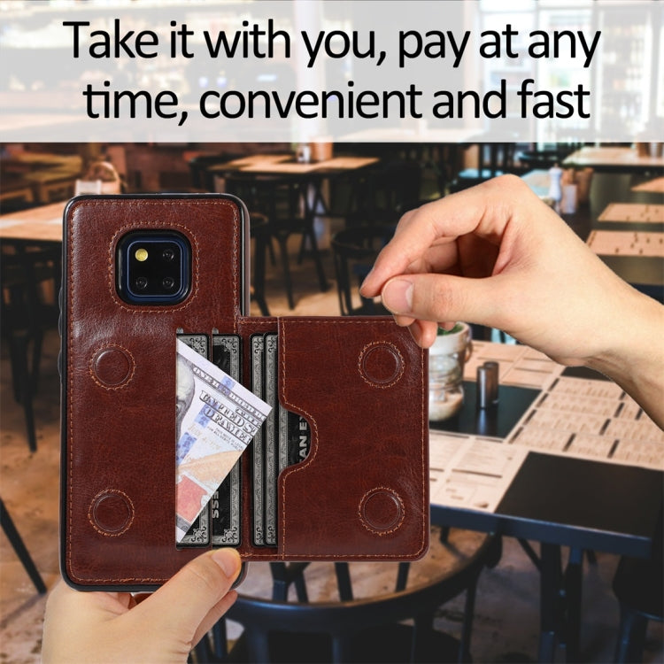 For Huawei Mate 20 Pro Shockproof PU + TPU Protective Case with Card Slots & Holder