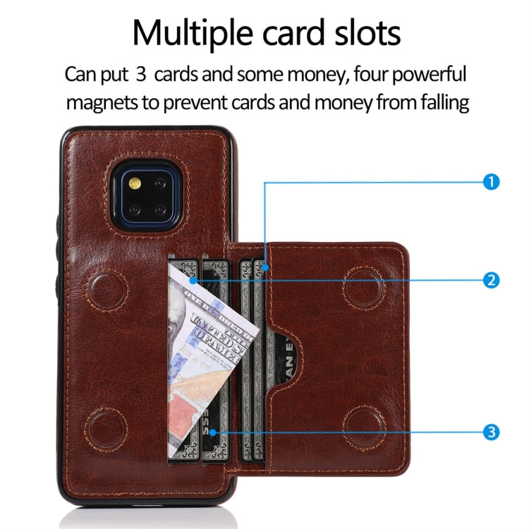 For Huawei Mate 20 Pro Shockproof PU + TPU Protective Case with Card Slots & Holder
