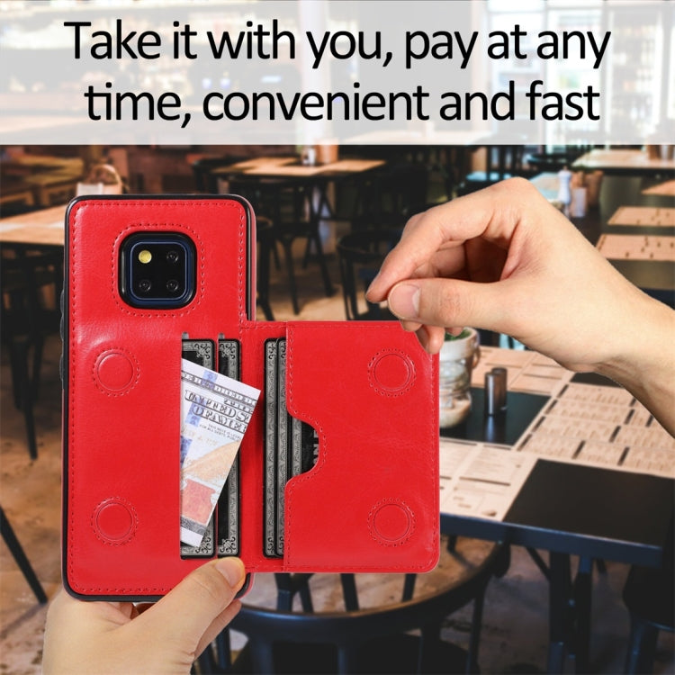 For Huawei Mate 20 Pro Shockproof PU + TPU Protective Case with Card Slots & Holder