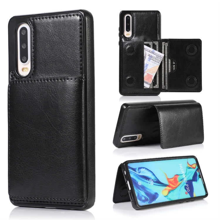 For Huawei P30 Shockproof PU + TPU Protective Case with Card Slots & Holder