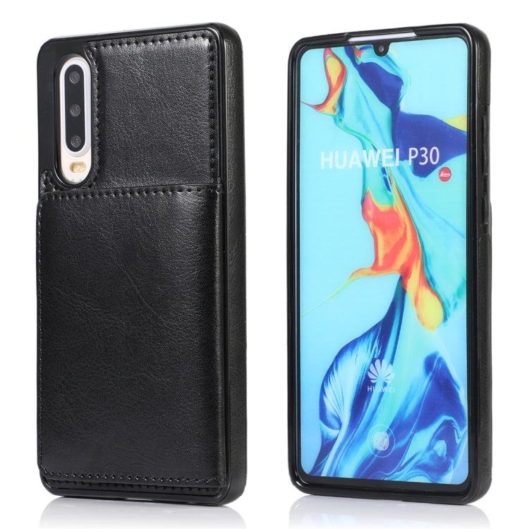 For Huawei P30 Shockproof PU + TPU Protective Case with Card Slots & Holder