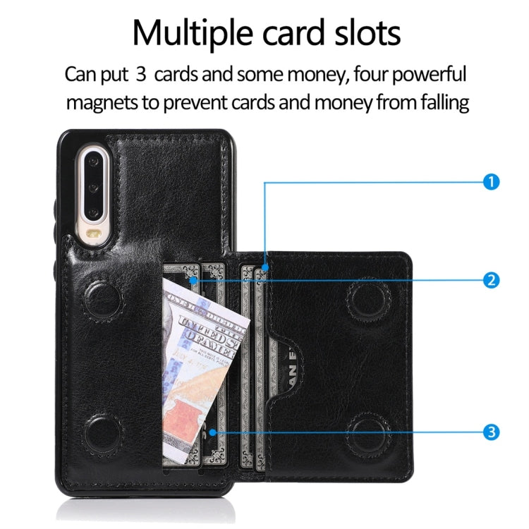 For Huawei P30 Shockproof PU + TPU Protective Case with Card Slots & Holder