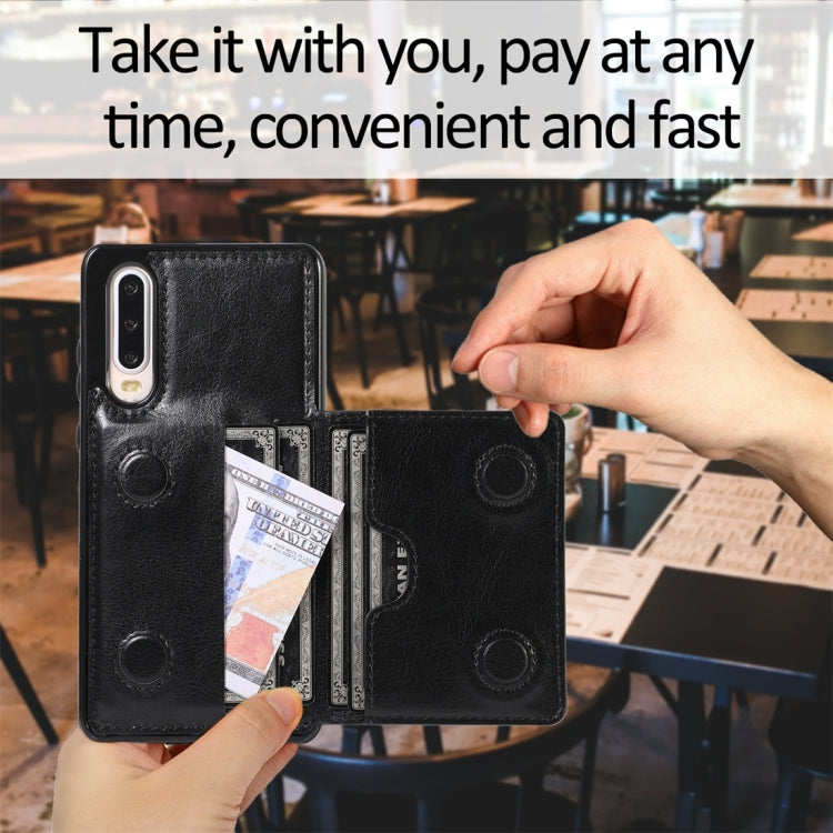 For Huawei P30 Shockproof PU + TPU Protective Case with Card Slots & Holder
