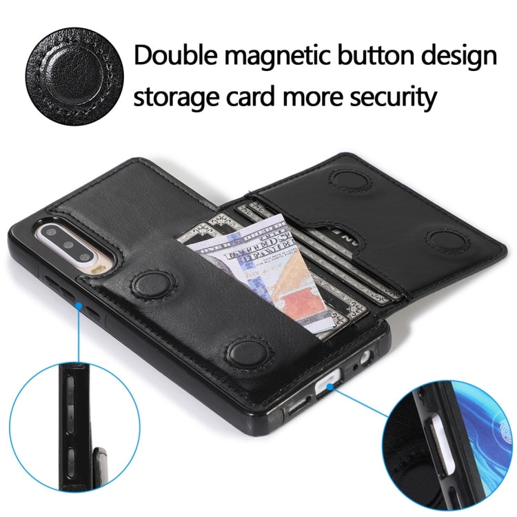 For Huawei P30 Shockproof PU + TPU Protective Case with Card Slots & Holder