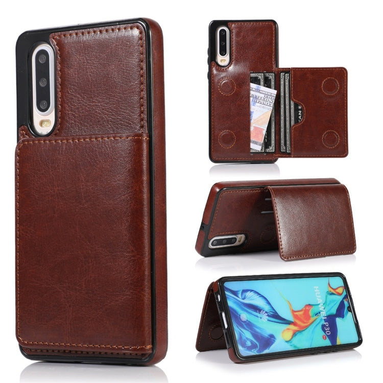 For Huawei P30 Shockproof PU + TPU Protective Case with Card Slots & Holder