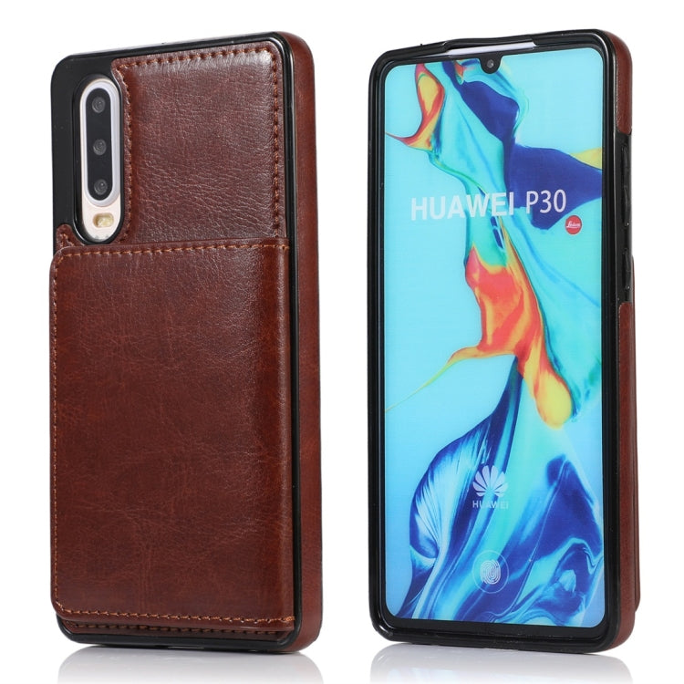 For Huawei P30 Shockproof PU + TPU Protective Case with Card Slots & Holder