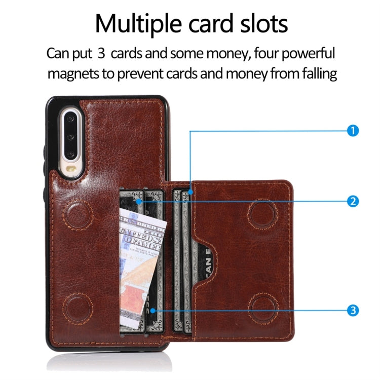 For Huawei P30 Shockproof PU + TPU Protective Case with Card Slots & Holder