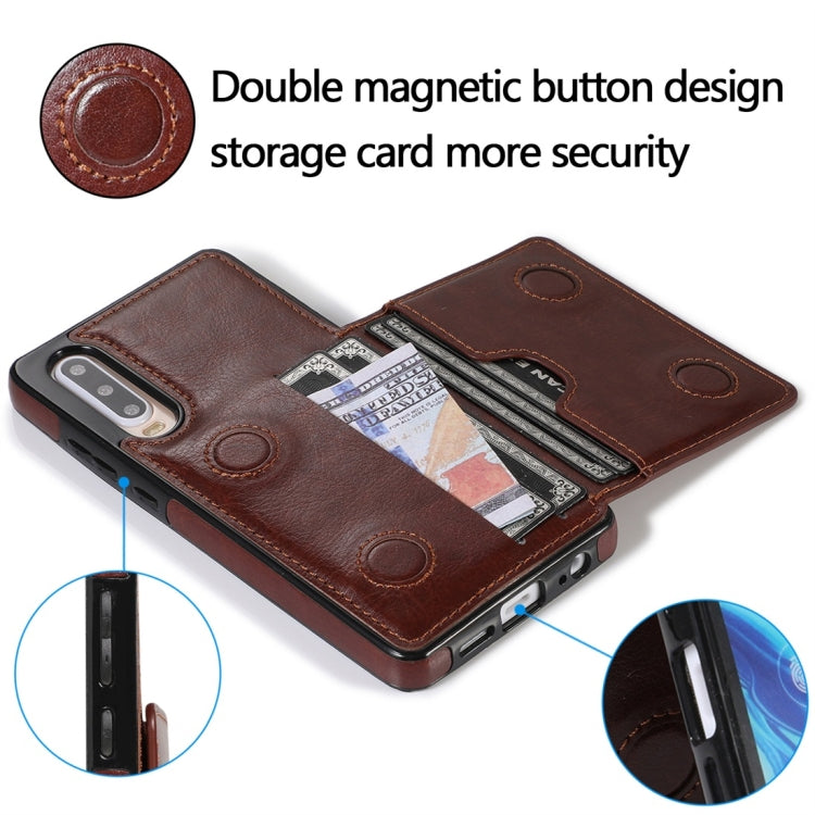 For Huawei P30 Shockproof PU + TPU Protective Case with Card Slots & Holder