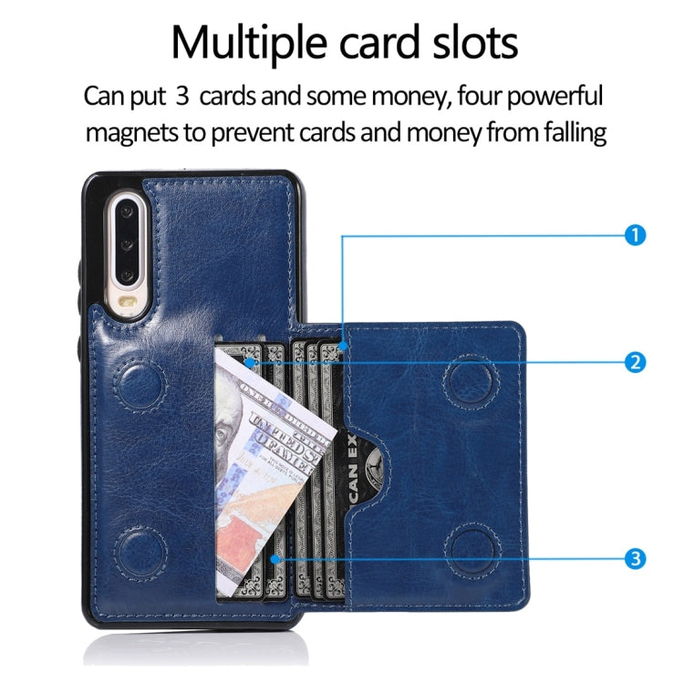 For Huawei P30 Shockproof PU + TPU Protective Case with Card Slots & Holder