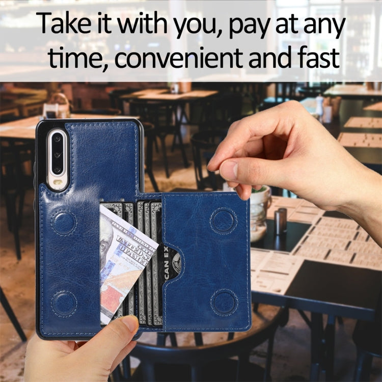 For Huawei P30 Shockproof PU + TPU Protective Case with Card Slots & Holder
