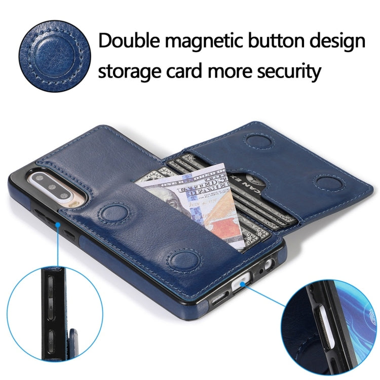For Huawei P30 Shockproof PU + TPU Protective Case with Card Slots & Holder