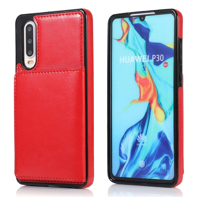 For Huawei P30 Shockproof PU + TPU Protective Case with Card Slots & Holder