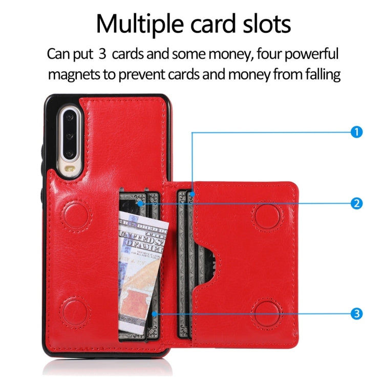 For Huawei P30 Shockproof PU + TPU Protective Case with Card Slots & Holder
