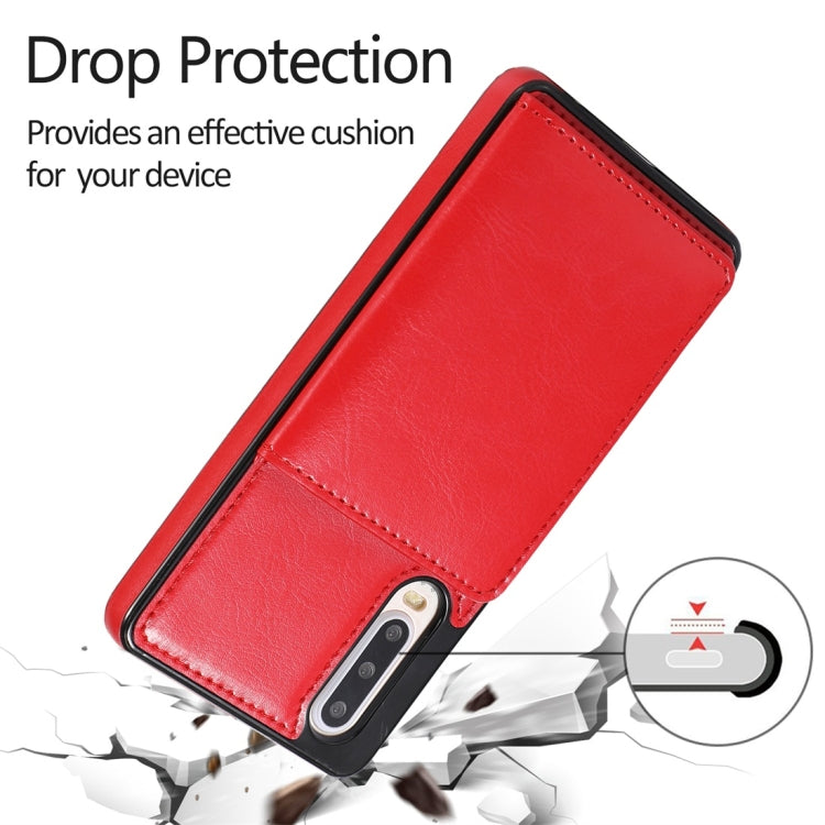 For Huawei P30 Shockproof PU + TPU Protective Case with Card Slots & Holder