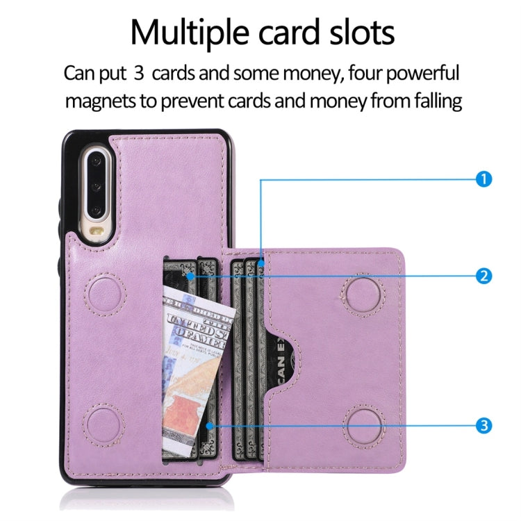 For Huawei P30 Shockproof PU + TPU Protective Case with Card Slots & Holder