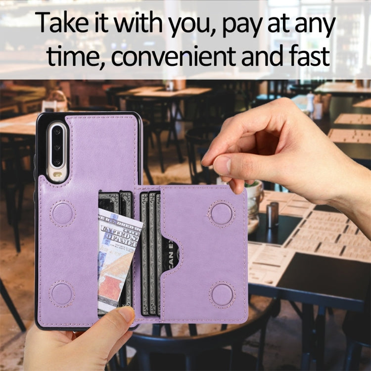 For Huawei P30 Shockproof PU + TPU Protective Case with Card Slots & Holder