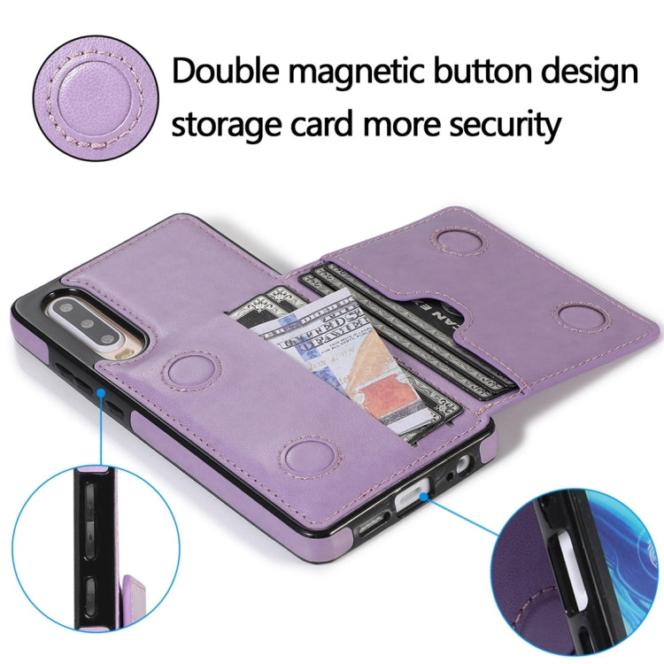 For Huawei P30 Shockproof PU + TPU Protective Case with Card Slots & Holder