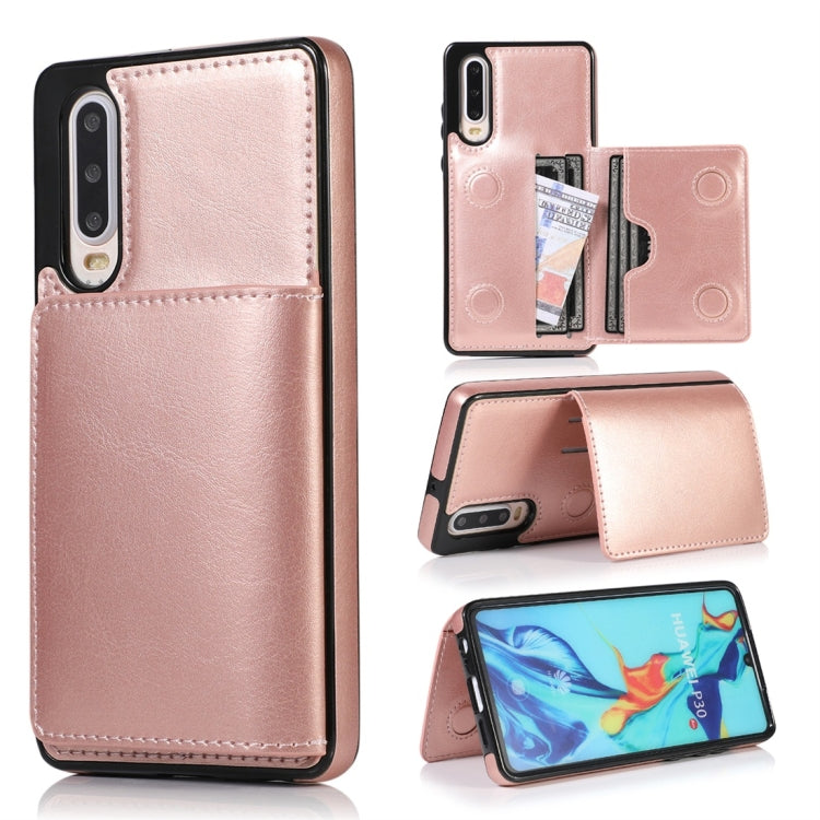For Huawei P30 Shockproof PU + TPU Protective Case with Card Slots & Holder
