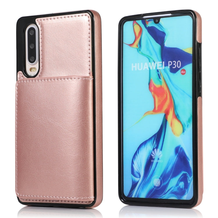 For Huawei P30 Shockproof PU + TPU Protective Case with Card Slots & Holder