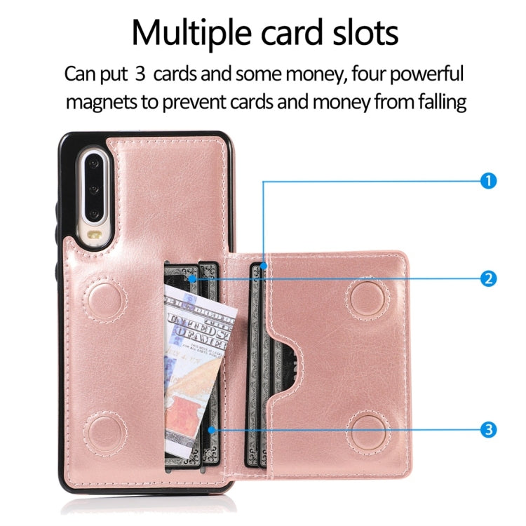 For Huawei P30 Shockproof PU + TPU Protective Case with Card Slots & Holder