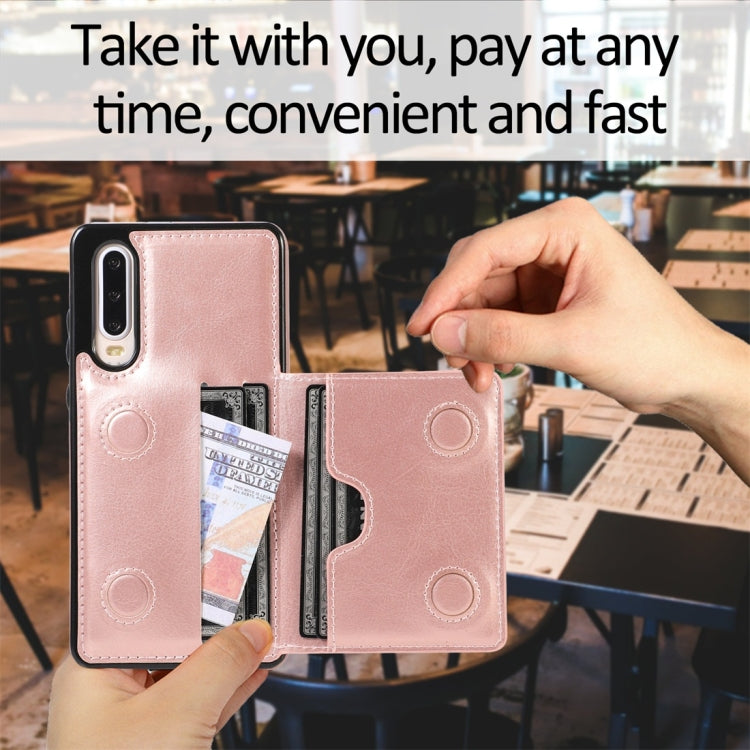 For Huawei P30 Shockproof PU + TPU Protective Case with Card Slots & Holder
