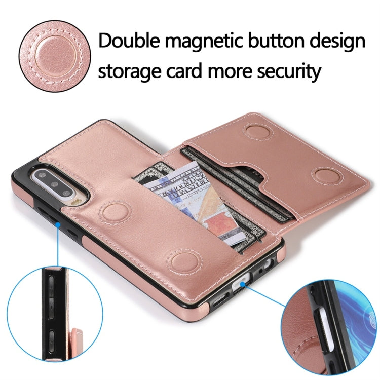 For Huawei P30 Shockproof PU + TPU Protective Case with Card Slots & Holder