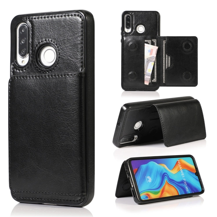 For Huawei P30 Lite Shockproof PU + TPU Protective Case with Card Slots & Holder