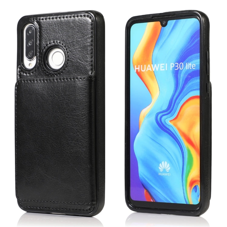 For Huawei P30 Lite Shockproof PU + TPU Protective Case with Card Slots & Holder