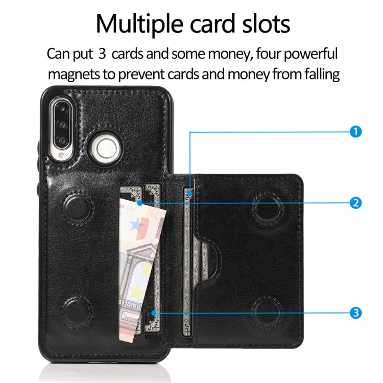 For Huawei P30 Lite Shockproof PU + TPU Protective Case with Card Slots & Holder