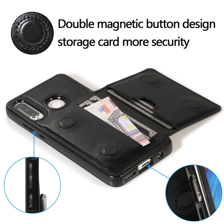 For Huawei P30 Lite Shockproof PU + TPU Protective Case with Card Slots & Holder