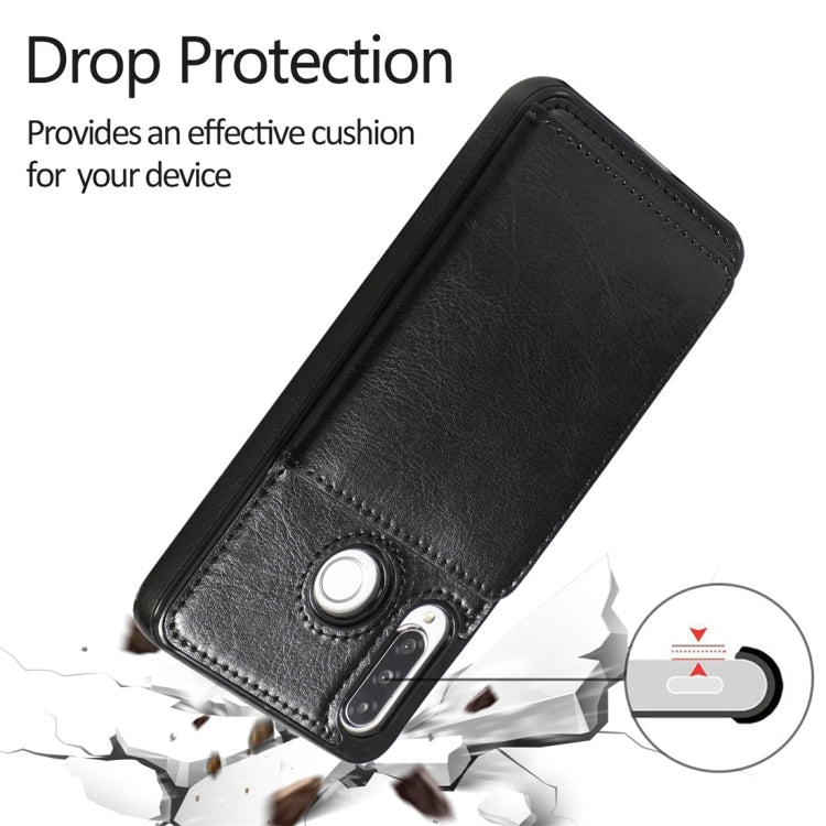 For Huawei P30 Lite Shockproof PU + TPU Protective Case with Card Slots & Holder