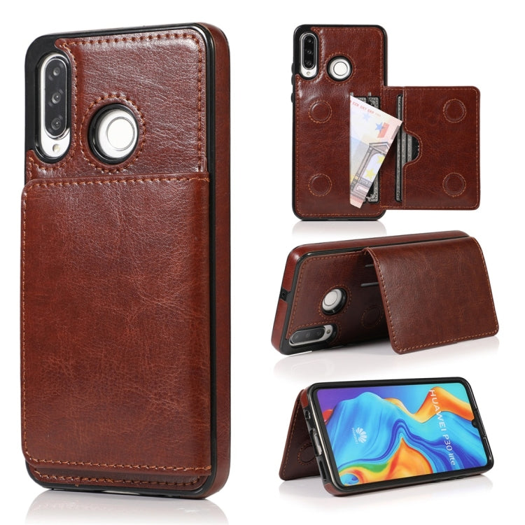 For Huawei P30 Lite Shockproof PU + TPU Protective Case with Card Slots & Holder